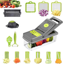 Load image into Gallery viewer, 14 in1 Vegetable Chopper Cutter Chopper Multifunctional Veggie Chopper with Container, Onion Chopper, Chopper Vegetable Cutter with 8 Blades - Grey