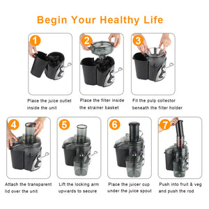 Juicer Machine Stainless Steel Large Diameter 1000Ml Juice Cup 1500Ml Pomace Cup Third Gear Electric Juicer