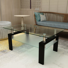 Load image into Gallery viewer, Rectangle Black Glass Coffee Table, Clear Coffee Table,Modern Side Center Tables for Living Room, Living Room Furniture