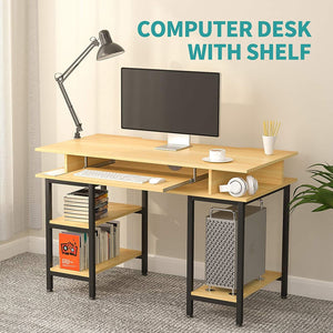 Mecor Study Writing Computer Desk 47" with Keyboard Tray/Shelves PC Laptop Table Study Work-Station for Home Office--YS