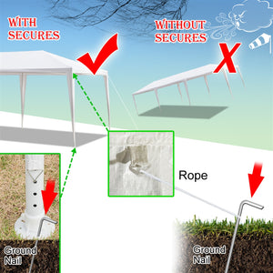 Heavy Duty Canopy Event Tent-10'x30' Outdoor White Gazebo Party Wedding Tent, Sturdy Steel Frame Shelter w/5 Removable Sidewalls Waterproof Sun Snow