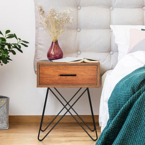 Industrial Style Coffee Table Storage Display Nightstand