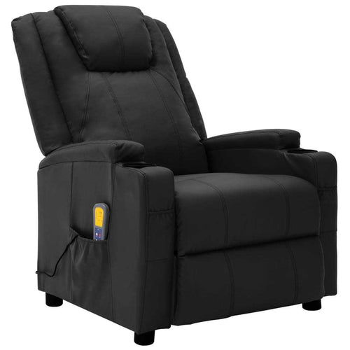 Massage Reclining Chair Black Faux Leather