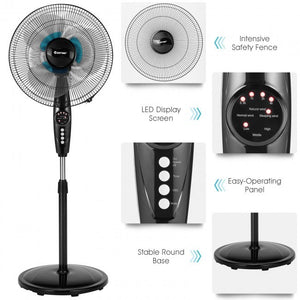 16 Inches Adjustable Height Fan with Quiet Oscillating Stand for Home and Office