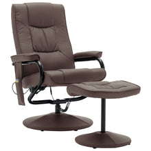 Load image into Gallery viewer, Massage Chair with Foot Stool Brown Faux Leather