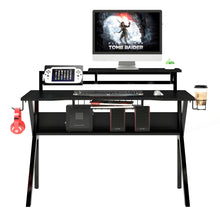 Load image into Gallery viewer, PVC Coated Ergonomic Metal Frame Gaming Desk with K Shape Legs, Black