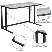 Load image into Gallery viewer, Glass Desk with Pedestal Frame