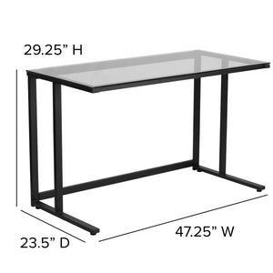 Glass Desk with Pedestal Frame