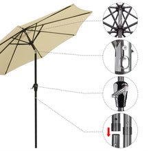 Load image into Gallery viewer, 9ft Patio Umbrella Outdoor Market Table Umbrella with Push Button Tilt and Crank for Garden, Lawn, Deck, Backyard &amp; Pool, 8 Sturdy Ribs, Beige