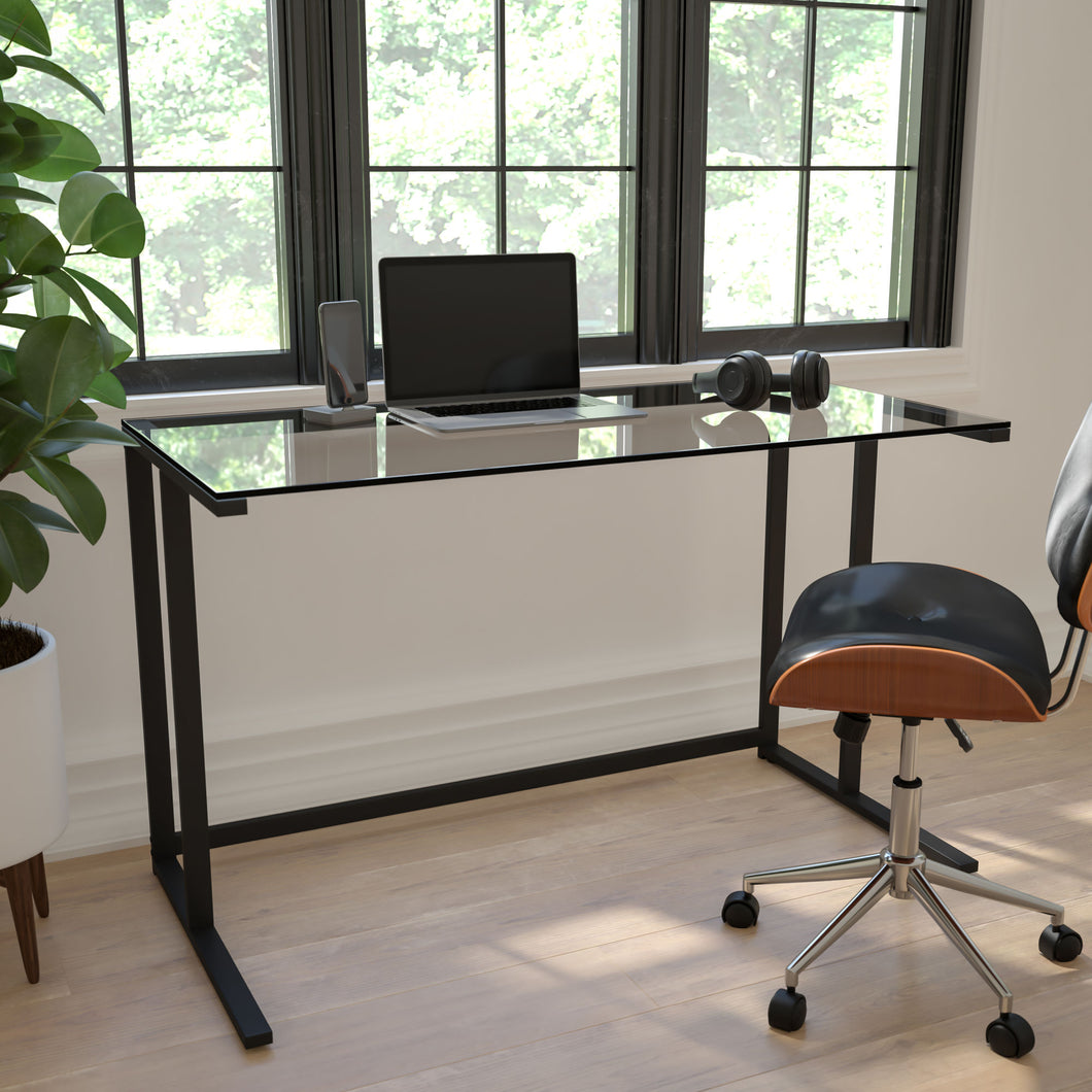 Glass Desk with Pedestal Frame