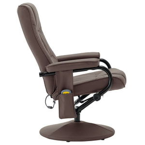 Massage Chair with Foot Stool Brown Faux Leather