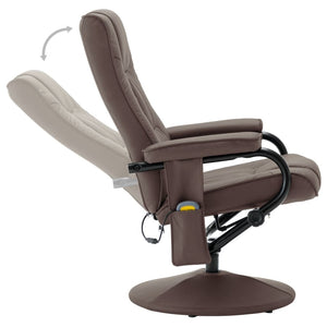 Massage Chair with Foot Stool Brown Faux Leather