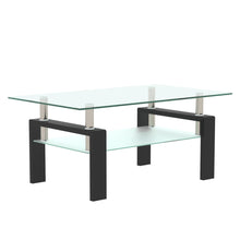 Load image into Gallery viewer, Rectangle Black Glass Coffee Table, Clear Coffee Table,Modern Side Center Tables for Living Room, Living Room Furniture