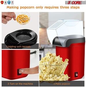 Popcorn Machine Hot Air Electric Popper Kernel Corn Maker Bpa Free No Oil 5 Core POP