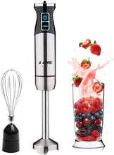 Load image into Gallery viewer, Hand Blender 500W 3-in-1 Multifunctional Electric Immersion Blender 8 Variable speed Stick Batidora Emersion Mixer, 600ml Mixing Beaker, Whisk Attachment, BPA Free 5 Core