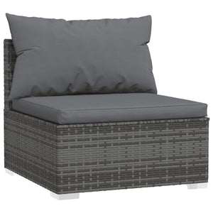 4-Seater Sofa with Cushions Gray Poly Rattan