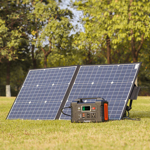 200W Portable Power Station, FlashFish 40800mAh Solar Generator with 50W 18V Portable Solar Panel, Flashfish Foldable Solar Charger with 5V USB 18V DC Output