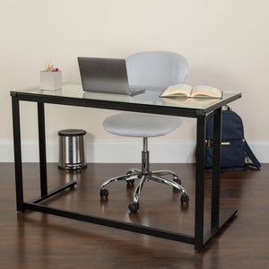 Glass Desk with Pedestal Frame