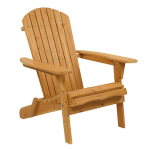 Folding Wooden Adirondack Lounger Chair with Natural Finish