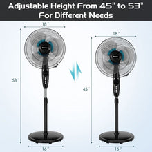 Load image into Gallery viewer, 16 Inches Adjustable Height Fan with Quiet Oscillating Stand for Home and Office