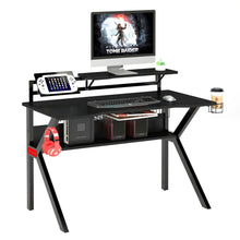 Load image into Gallery viewer, PVC Coated Ergonomic Metal Frame Gaming Desk with K Shape Legs, Black