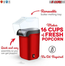 Load image into Gallery viewer, Popcorn Machine Hot Air Electric Popper Kernel Corn Maker Bpa Free No Oil 5 Core POP