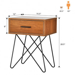 Industrial Style Coffee Table Storage Display Nightstand