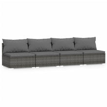 Load image into Gallery viewer, 4-Seater Sofa with Cushions Gray Poly Rattan