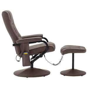 Massage Chair with Foot Stool Brown Faux Leather