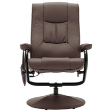 Load image into Gallery viewer, Massage Chair with Foot Stool Brown Faux Leather