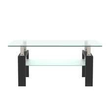 Load image into Gallery viewer, Rectangle Black Glass Coffee Table, Clear Coffee Table,Modern Side Center Tables for Living Room, Living Room Furniture