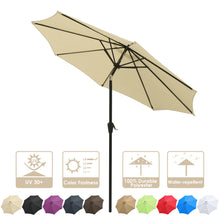 Load image into Gallery viewer, 9ft Patio Umbrella Outdoor Market Table Umbrella with Push Button Tilt and Crank for Garden, Lawn, Deck, Backyard &amp; Pool, 8 Sturdy Ribs, Beige