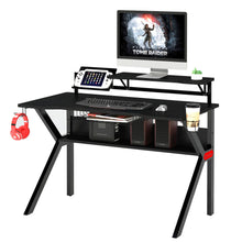 Load image into Gallery viewer, PVC Coated Ergonomic Metal Frame Gaming Desk with K Shape Legs, Black