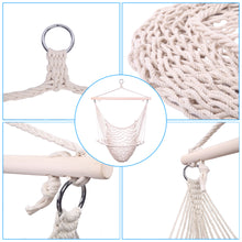 Load image into Gallery viewer, Indoor Outdoor Garden Cotton Hanging Rope Air/Sky Chair Swing Beige Hammocks